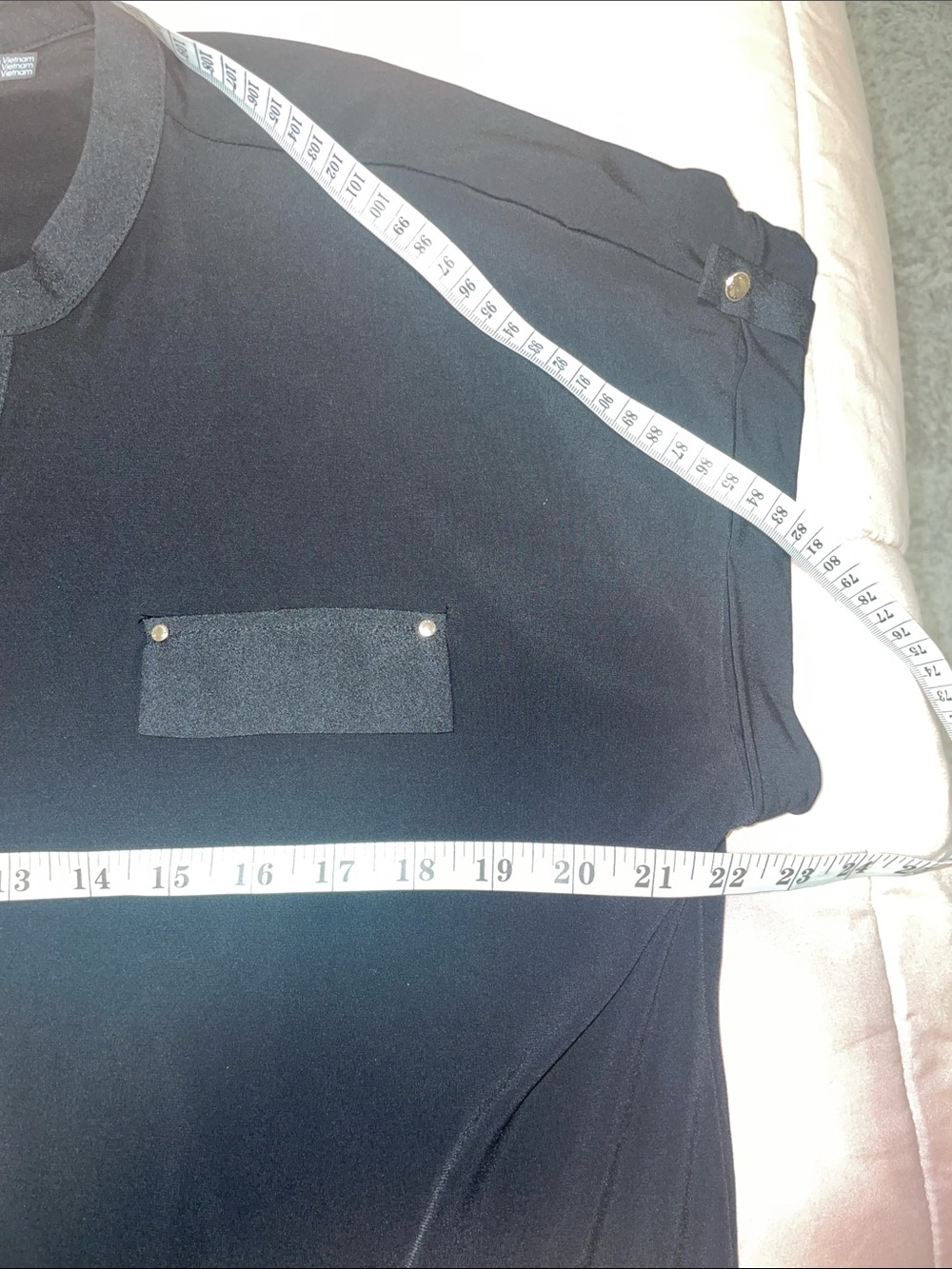 Calvin Klein Black Drawstring Button Tunic Blouse Date Night Office Business - Picture 5 of 5